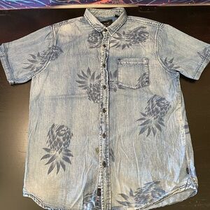 Globe Light Blue Denim Shirt with Pineapple Design